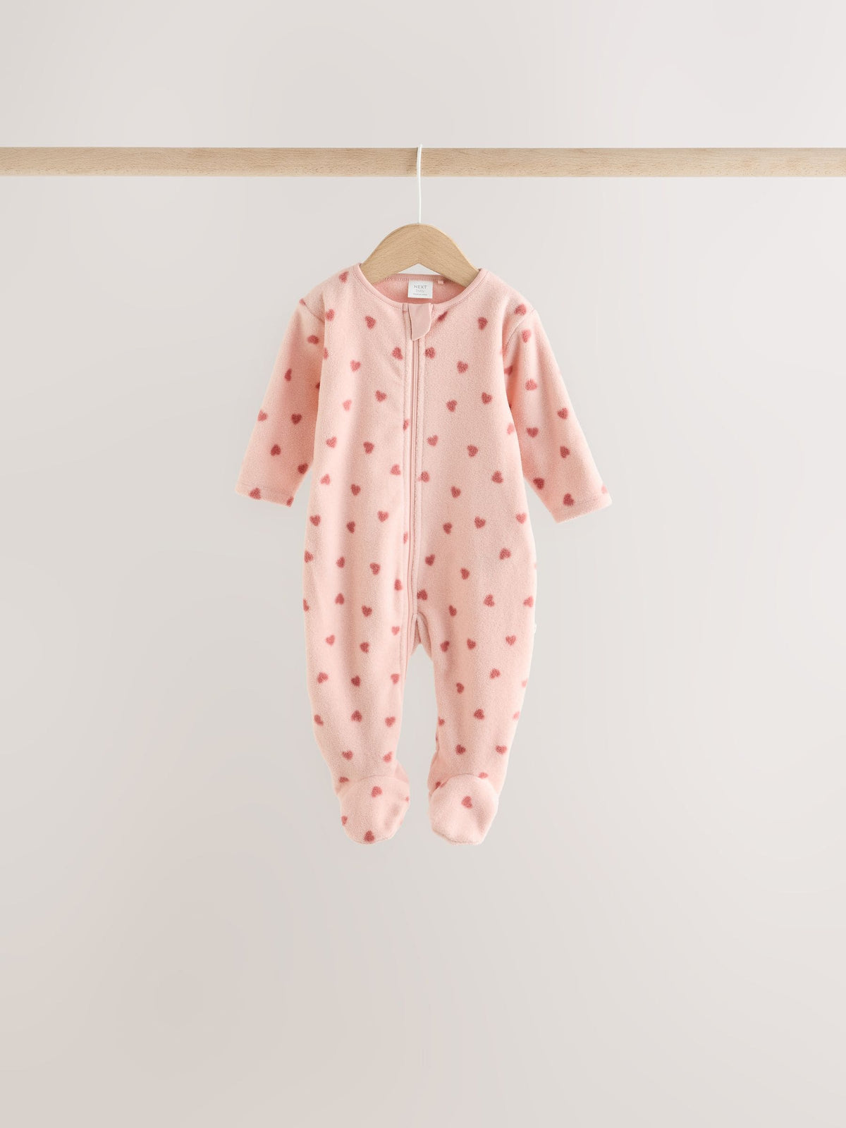 Pink Heart Baby Micro Fleece Two Way Zip Sleepsuits 4 Pack