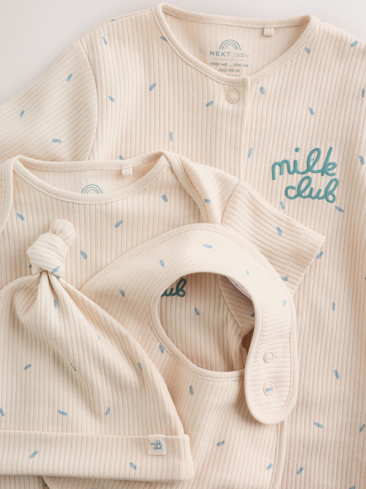 Neutral Milk Club Baby Sleepsuit, Bodysuit, Beanie and Bib Set 4 Piece (0-12mths)
