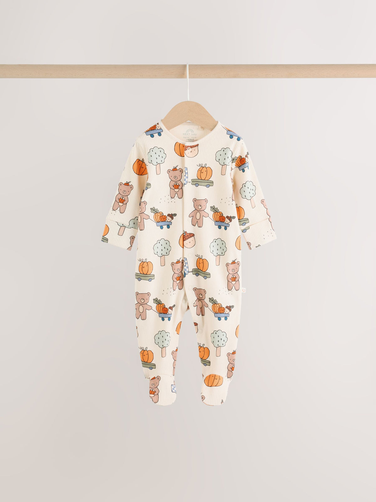 Sage Green Pumpkin Sleepsuits 3 Pack (0mths-2yrs)