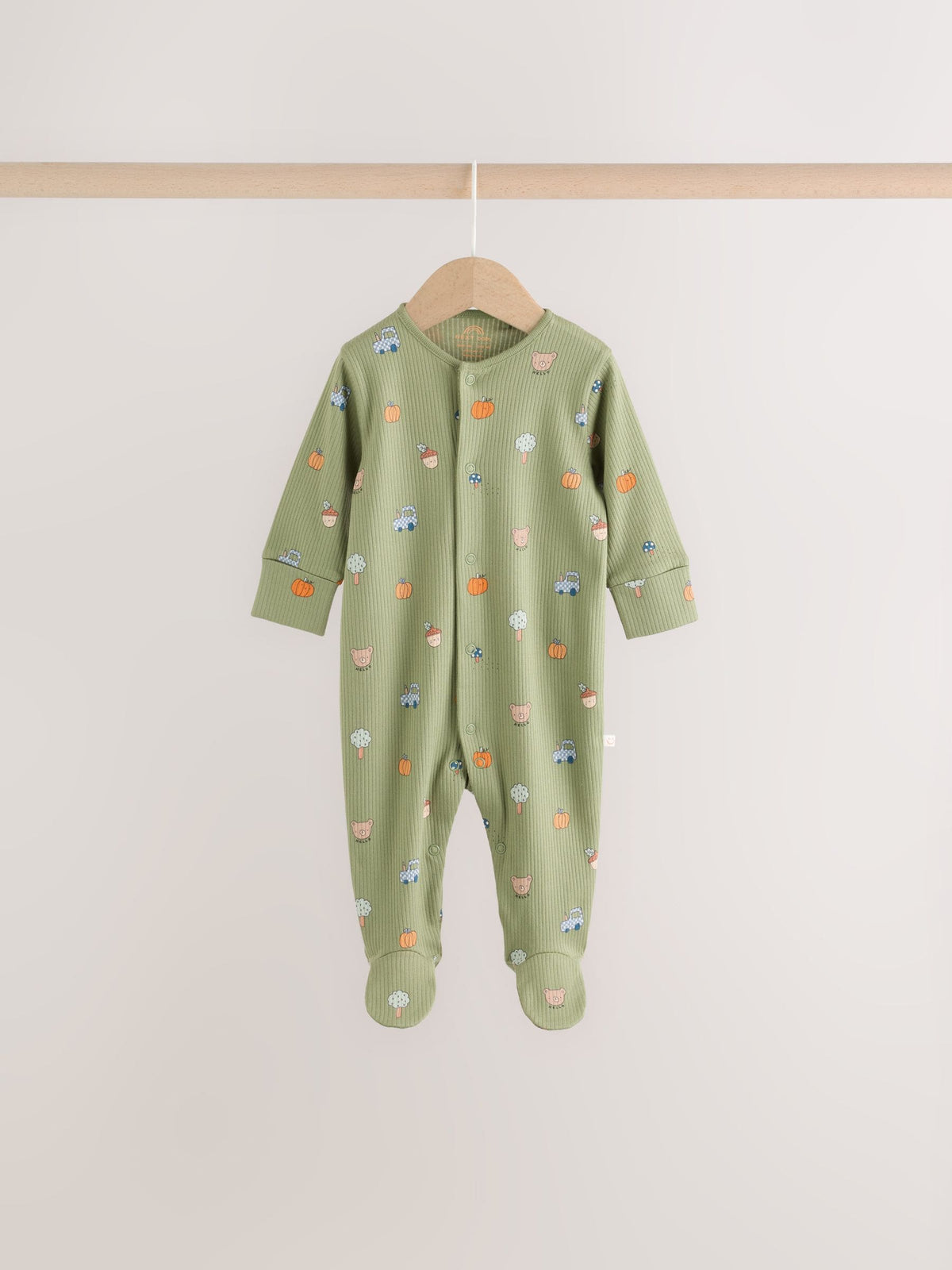 Sage Green Pumpkin Sleepsuits 3 Pack (0mths-2yrs)