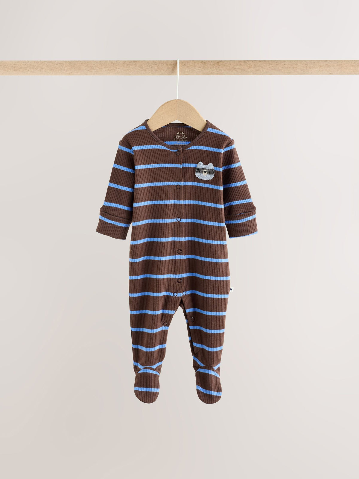 Blue/Brown Stripe Baby Sleepsuits 3 Pack (0mths-2yrs)