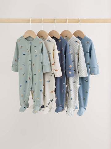 Blue Character Baby Sleepuits 5 Pack (0-2yrs)