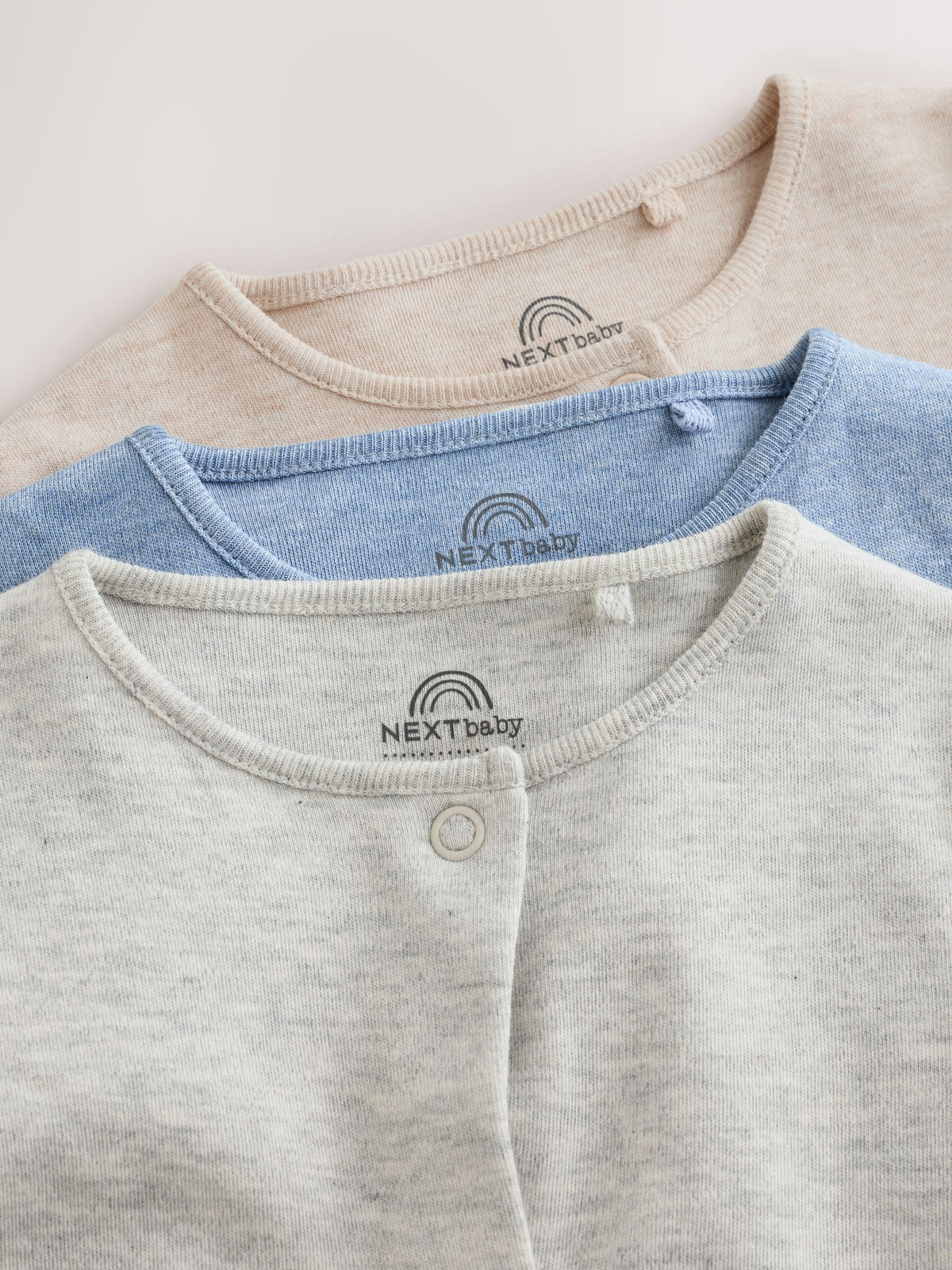 Grey/ Blue/Neutral Baby Sleepsuits 3 Pack (0-2yrs)