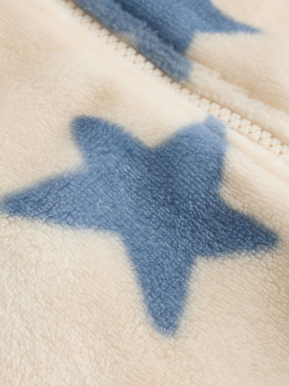 Neutral/Blue Star Micro Fleece Two Way Zip Baby Sleepsuit