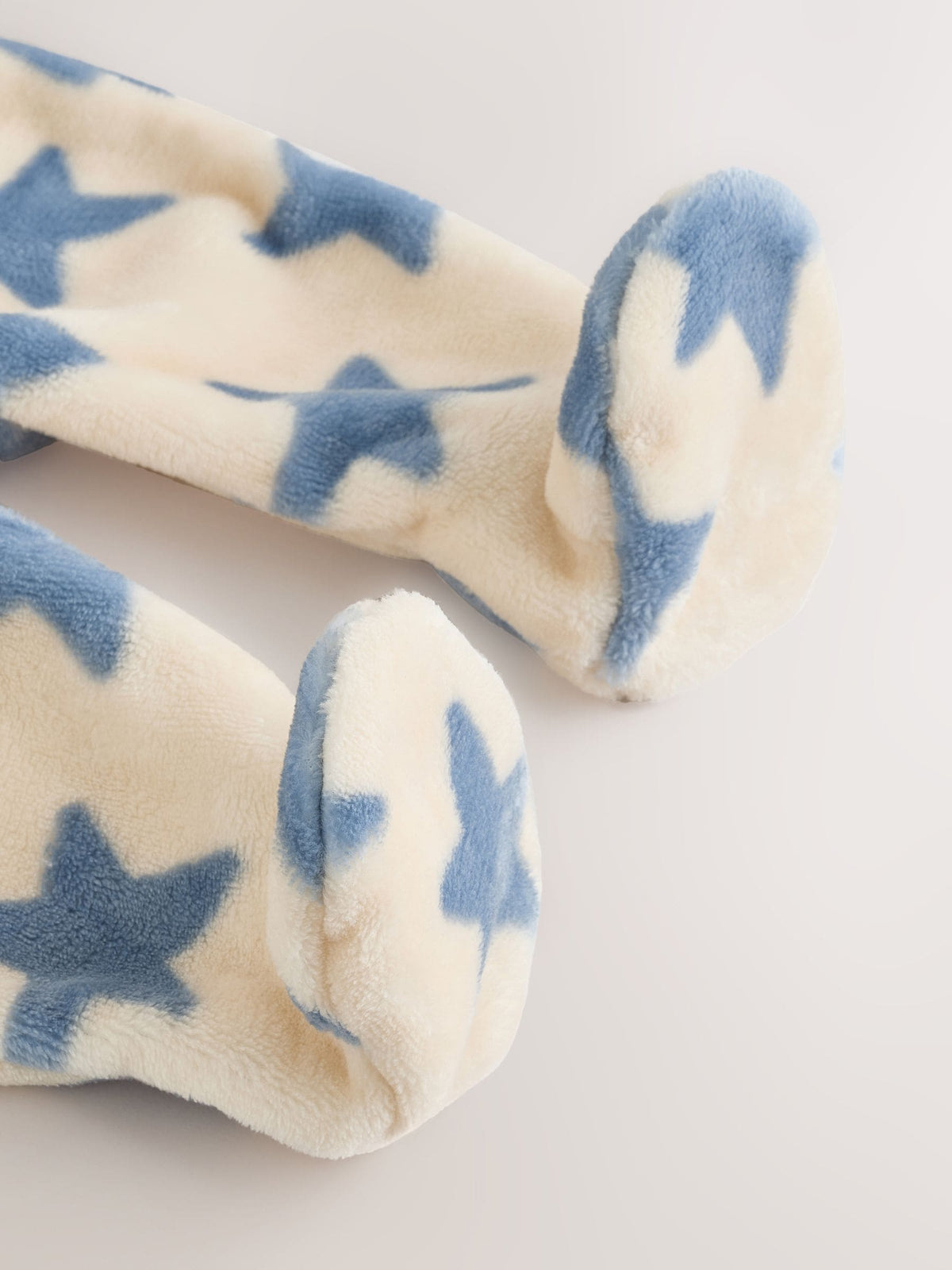 Neutral/Blue Star Micro Fleece Two Way Zip Baby Sleepsuit
