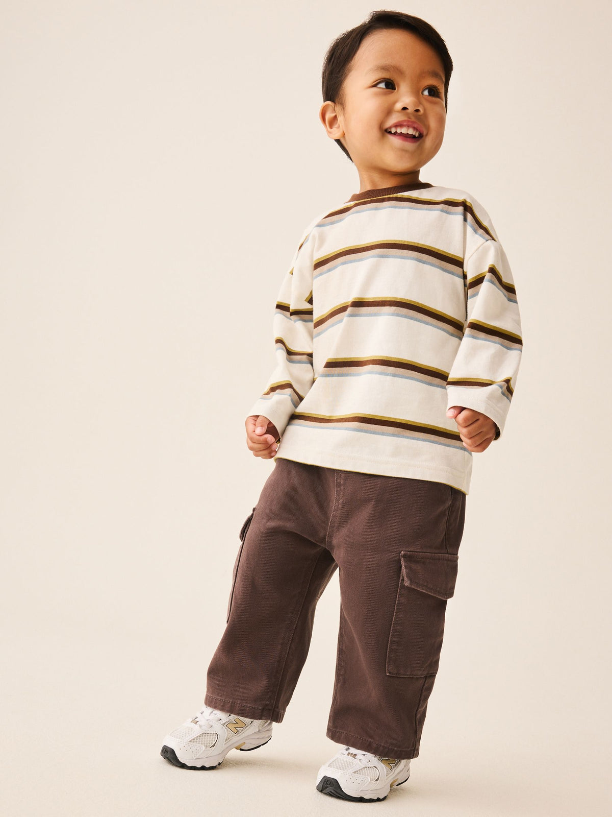 Brown Washed Wide Leg Cargo Trousers (3mths-7yrs)