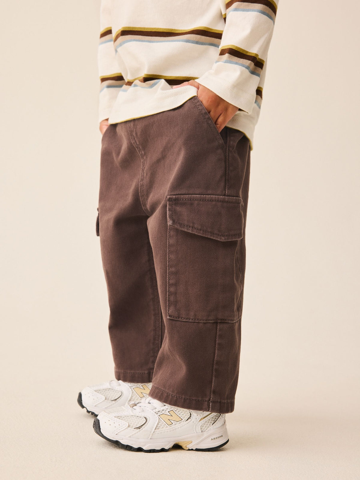 Brown Washed Wide Leg Cargo Trousers (3mths-7yrs)