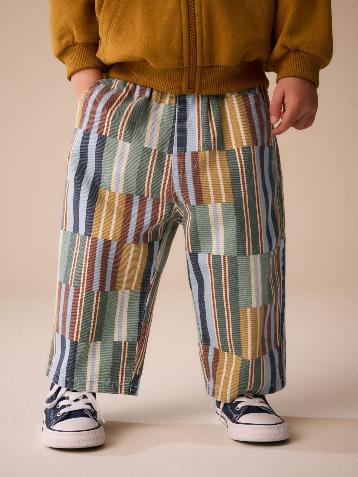 Multi Hotchpotch Stripe Pull On Wide Trousers (3mths-7yrs)