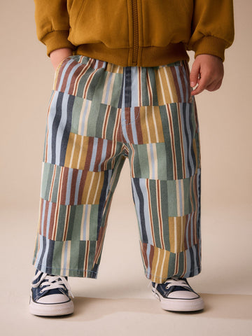 Multi Hotchpotch Stripe Pull On Wide Trousers (3mths-7yrs)