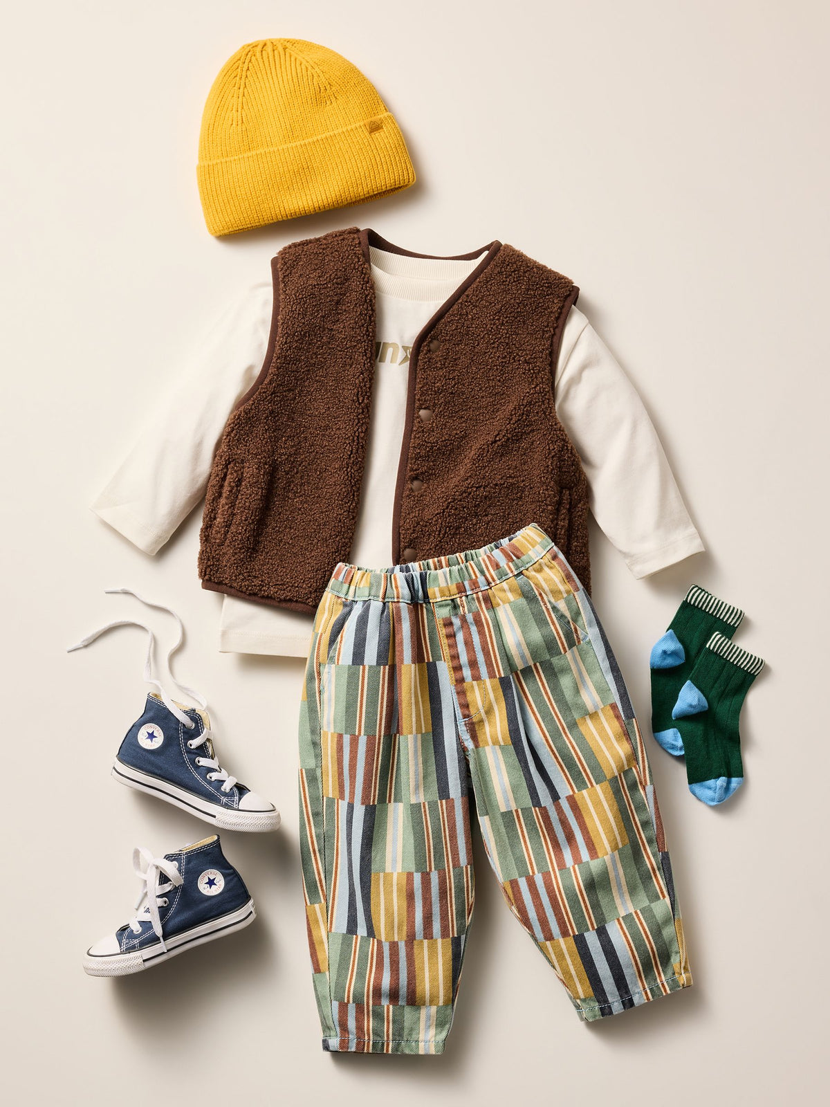Multi Hotchpotch Stripe Pull On Wide Trousers (3mths-7yrs)