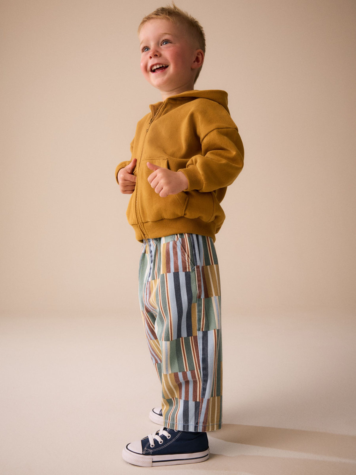 Multi Hotchpotch Stripe Pull On Wide Trousers (3mths-7yrs)