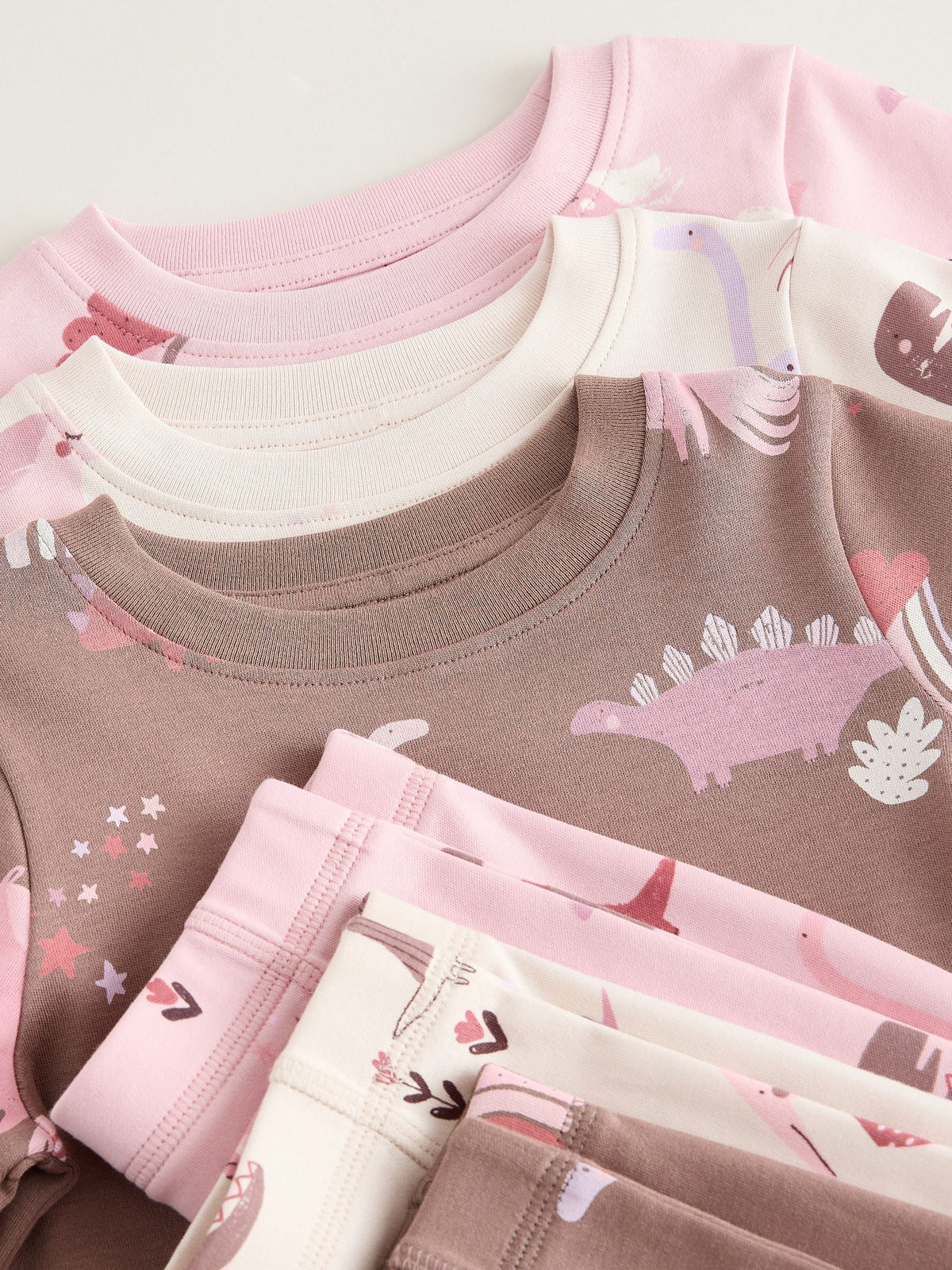 Pink/Cream Snuggle Pyjamas 3 Pack (9mths-12yrs)