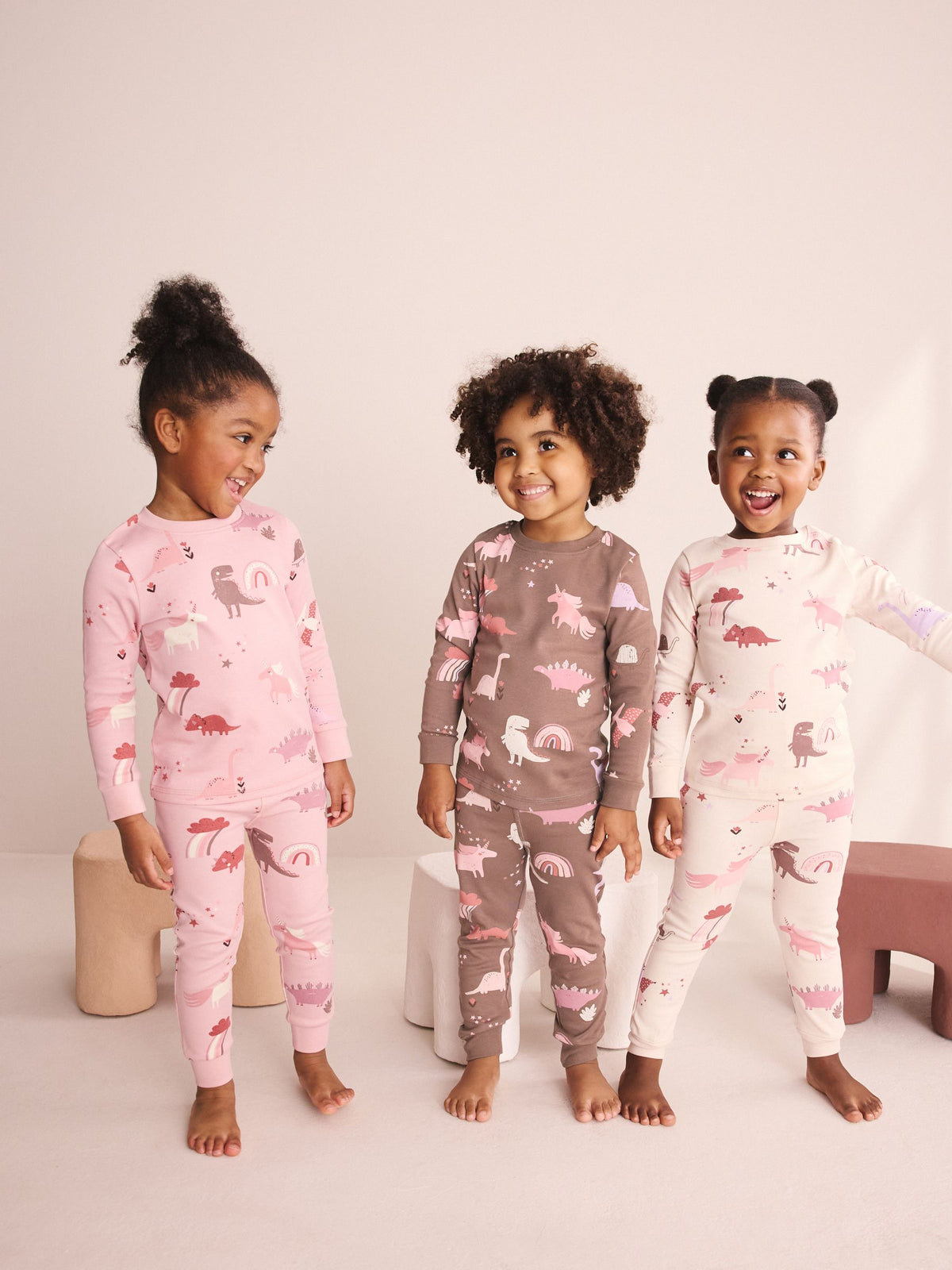 Pink/Cream Snuggle Pyjamas 3 Pack (9mths-12yrs)