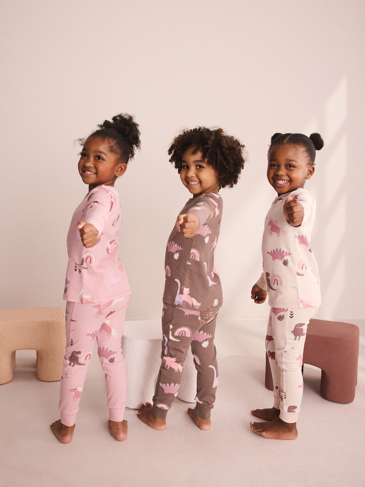 Pink/Cream Snuggle Pyjamas 3 Pack (9mths-12yrs)