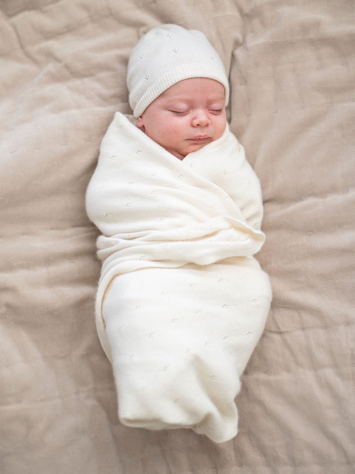 Seraphine White Ivory Baby Washable Cashmere Blend Pointelle Blanket