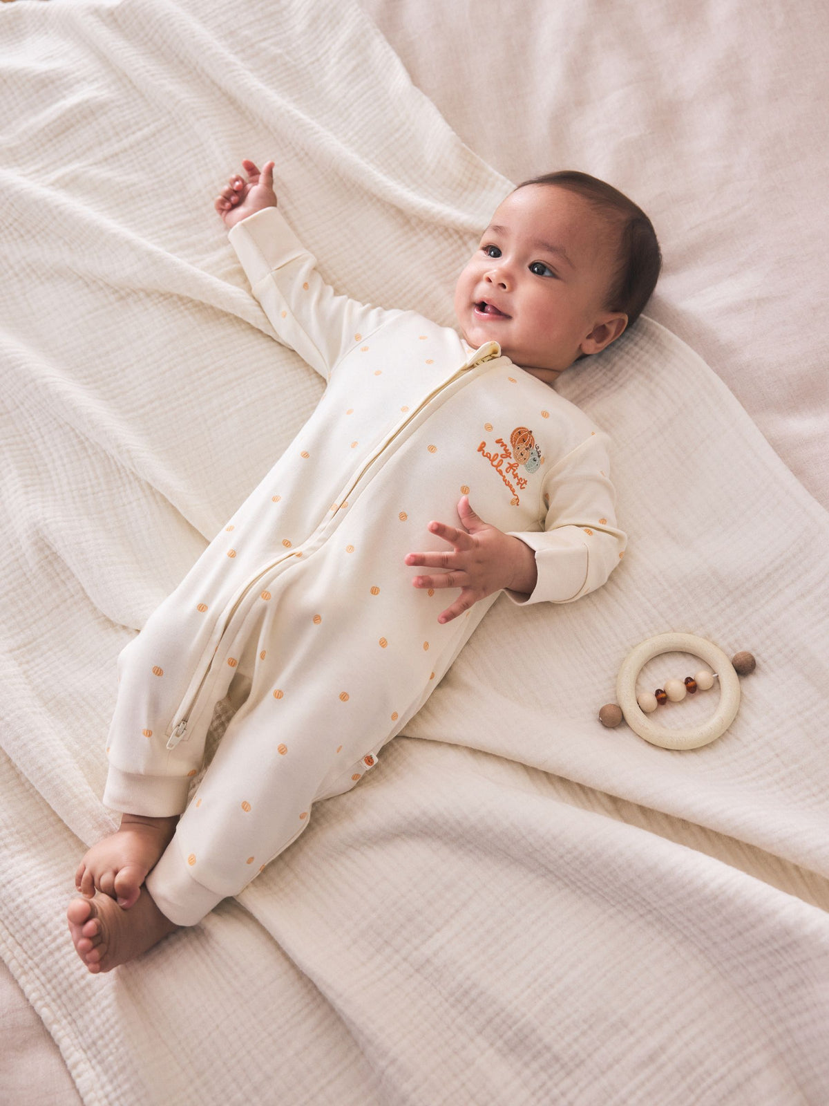 Neutral My First Halloween Two Way Zip Baby Sleepsuit (0mths-3yrs)