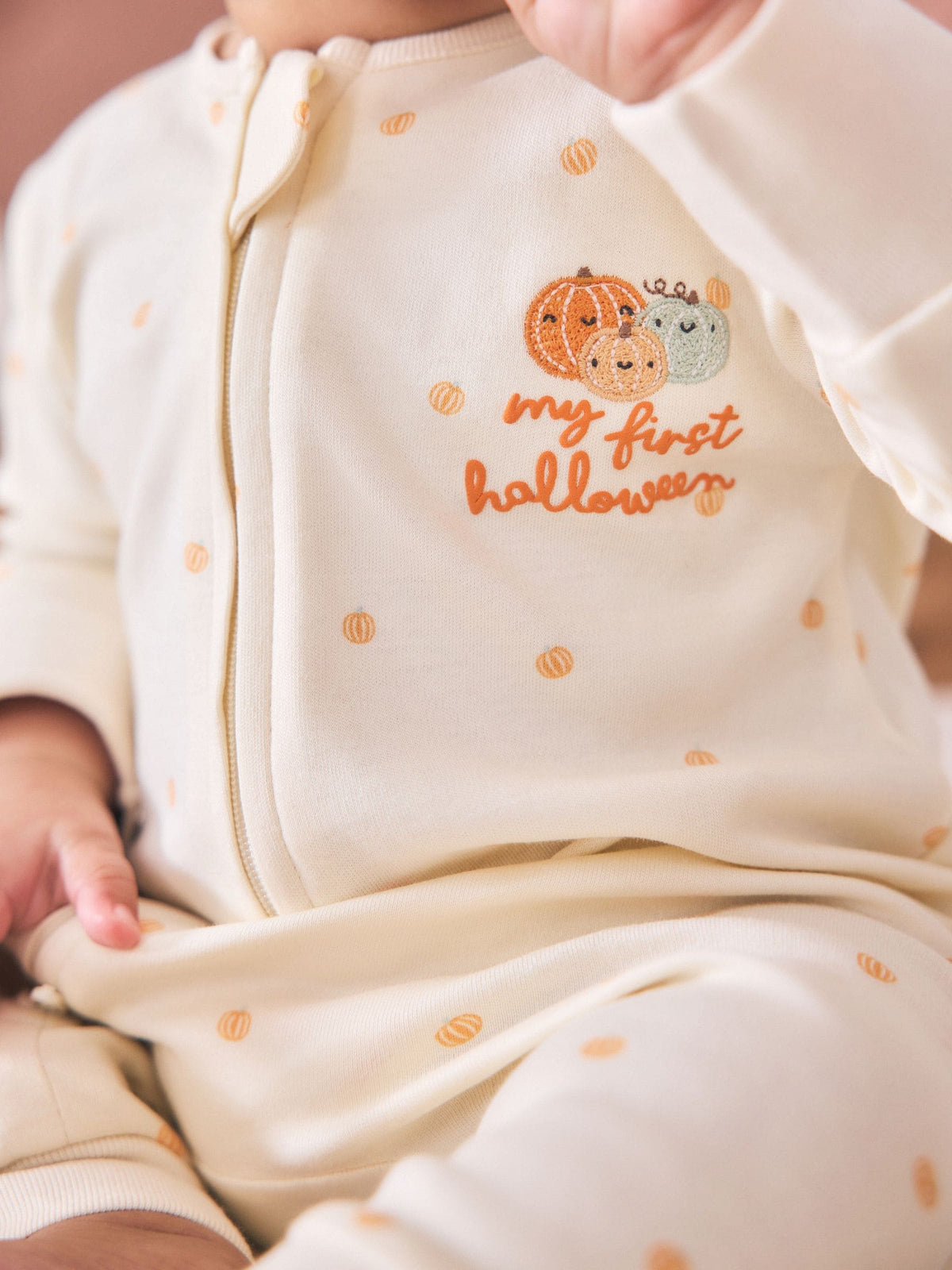 Neutral My First Halloween Two Way Zip Baby Sleepsuit (0mths-3yrs)