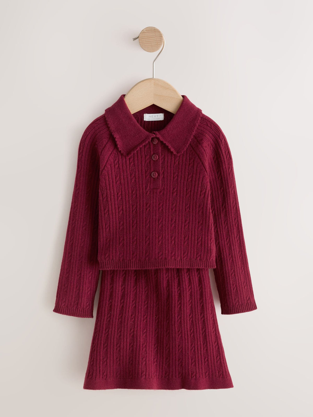Berry Red Collared Jumper And Skirt Set (3mths-7yrs)
