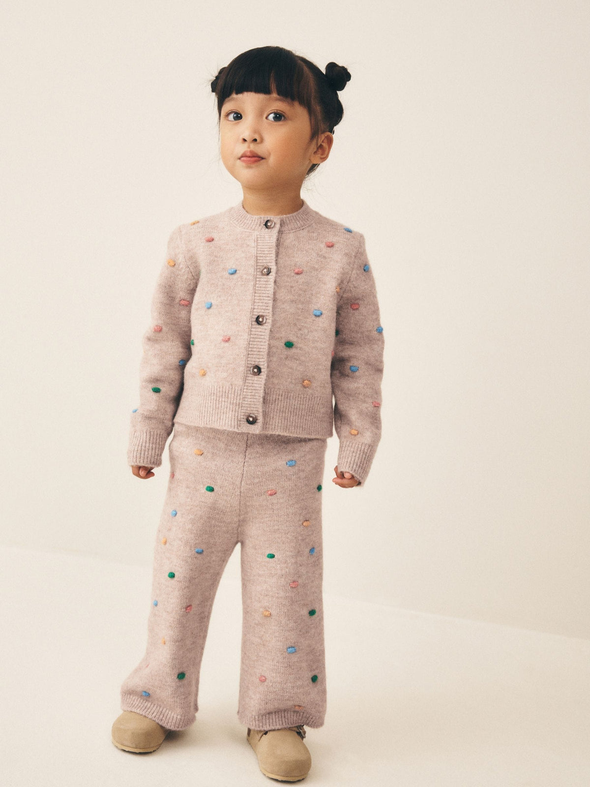 Oatmeal Rainbow Spot Cardigan and Trousers Set (3mths-7yrs)