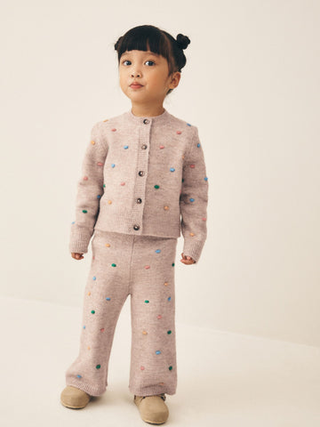 Oatmeal Rainbow Spot Cardigan and Trousers Set (3mths-7yrs)