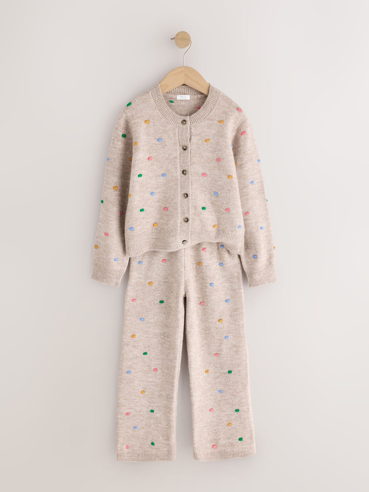 Oatmeal Rainbow Spot Cardigan and Trousers Set (3mths-7yrs)
