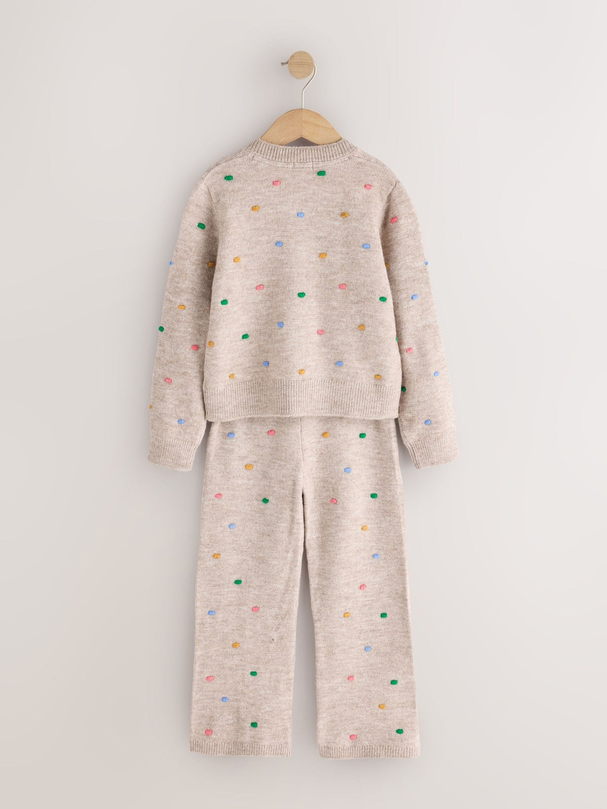 Oatmeal Rainbow Spot Cardigan and Trousers Set (3mths-7yrs)