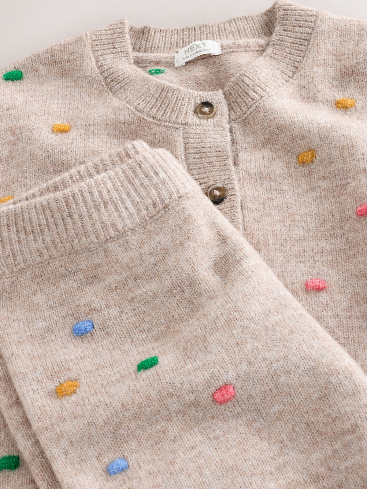 Oatmeal Rainbow Spot Cardigan and Trousers Set (3mths-7yrs)