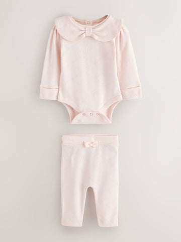 Baker by Ted Baker Pointelle Bow Bodysuit & Legging Set 2 Piece