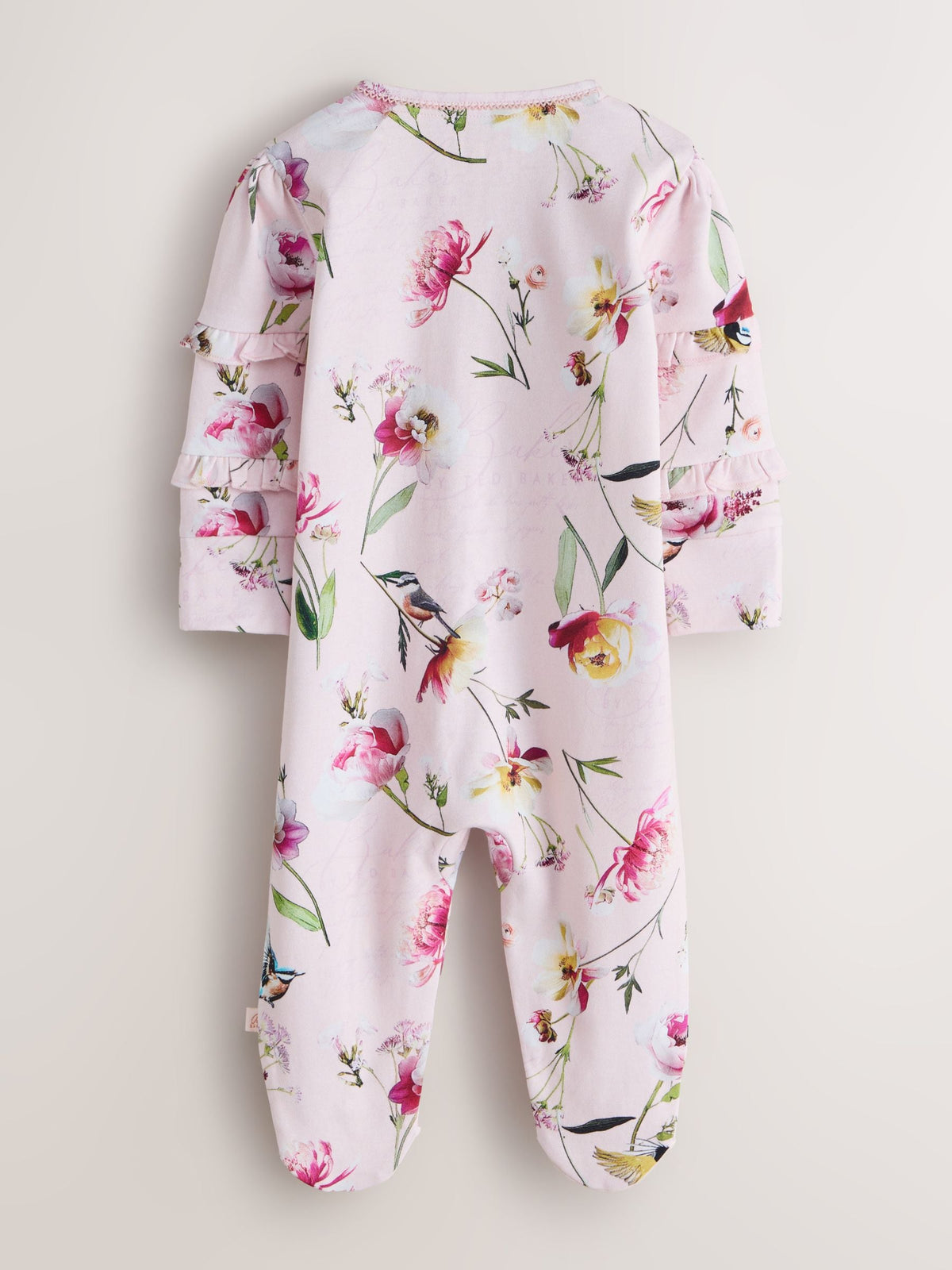 Baker by Ted Baker Pink/White Cotton Printed Sleepsuits 3 Pack