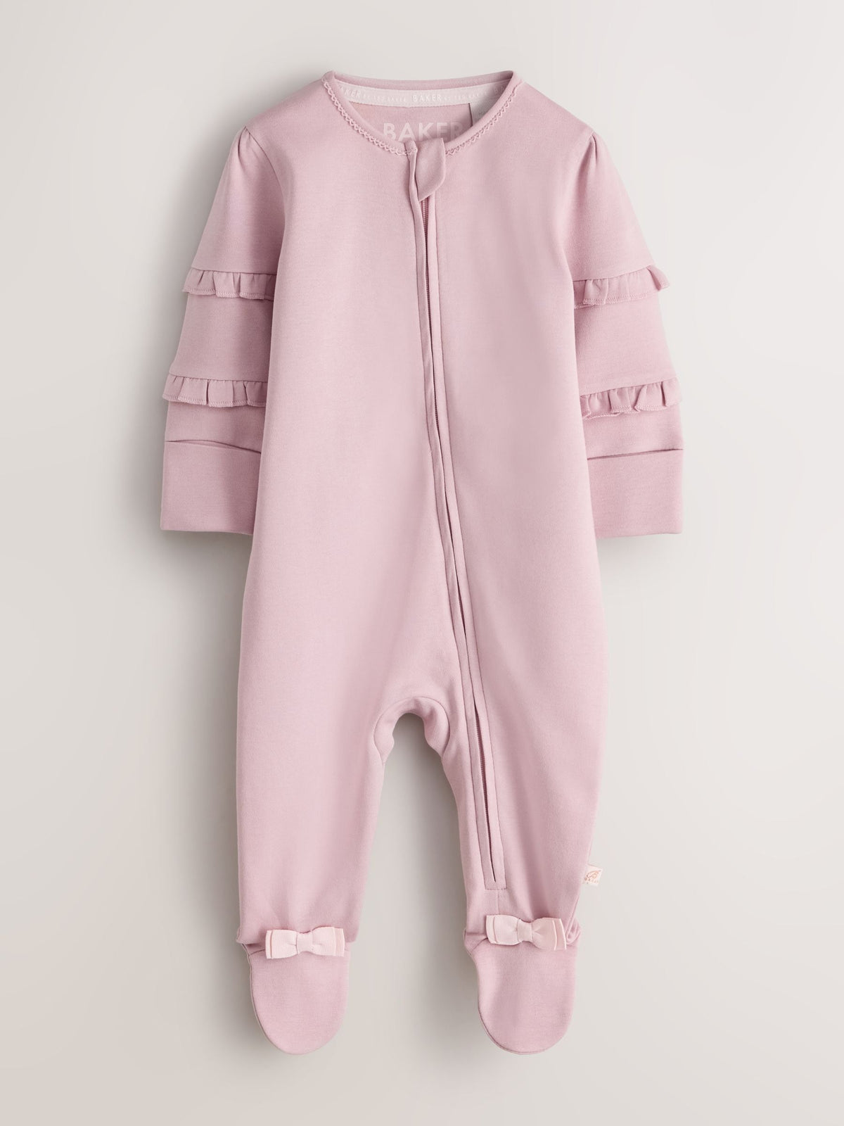 Baker by Ted Baker Pink/White Cotton Printed Sleepsuits 3 Pack