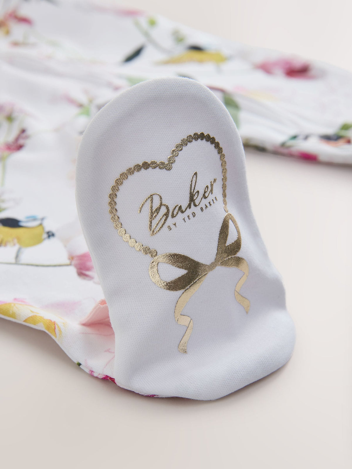 Baker by Ted Baker Pink/White Cotton Printed Sleepsuits 3 Pack