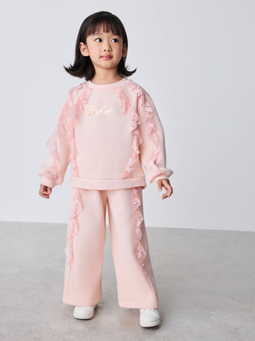 Baker by Ted Baker Pink Lace Trim Sweat Top & Joggers Set 2 Piece