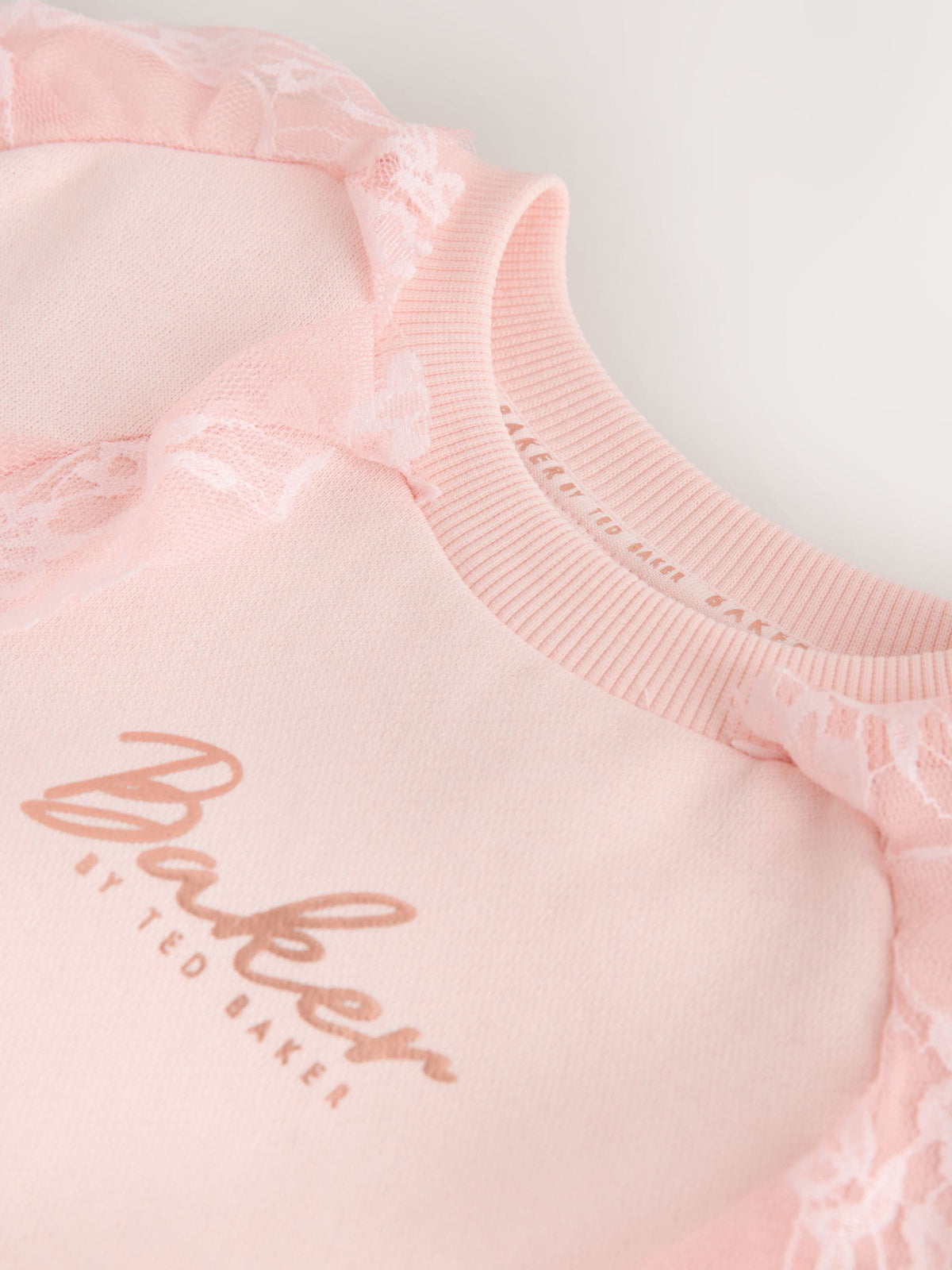 Baker by Ted Baker Pink Lace Trim Sweat Top & Joggers Set 2 Piece