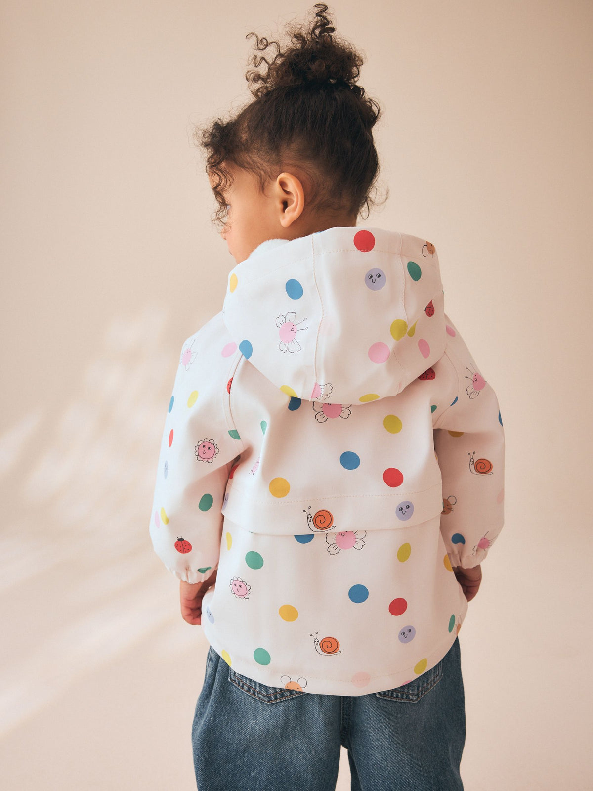 Cream Polka Dot Waterproof Faux Fur Lined Jacket (12mths-7yrs)