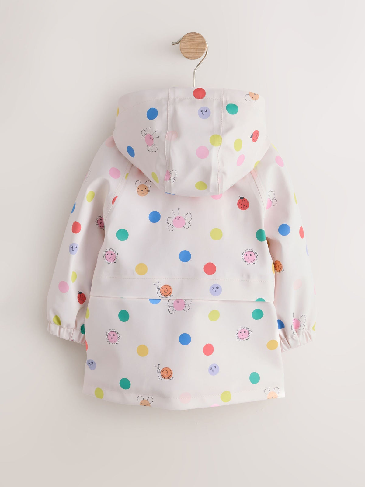 Cream Polka Dot Waterproof Faux Fur Lined Jacket (12mths-7yrs)