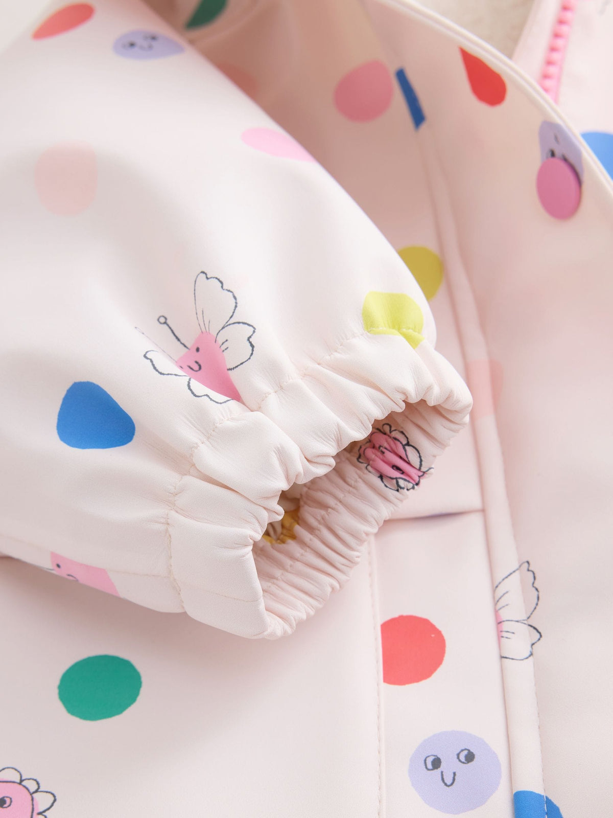 Cream Polka Dot Waterproof Faux Fur Lined Jacket (12mths-7yrs)