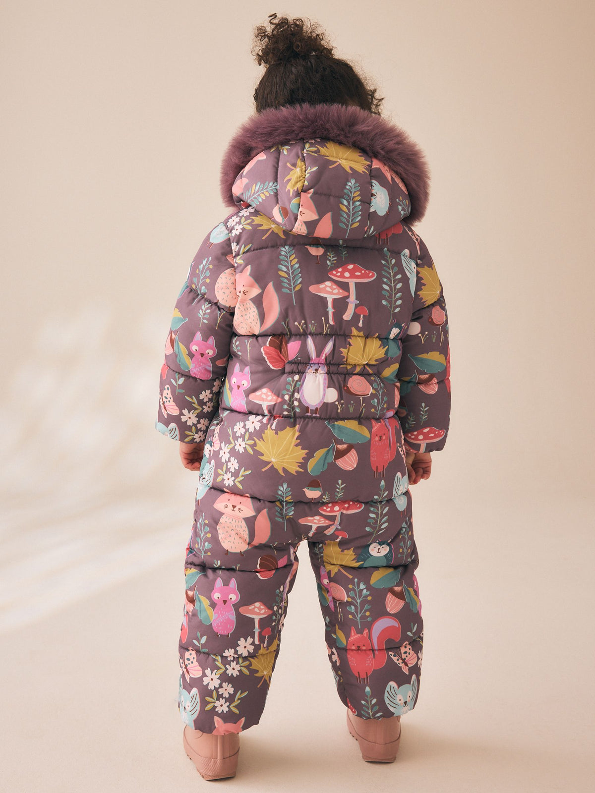 Purple Woodland Animal Print Shower Resistant Snowsuit (3mths-7yrs)