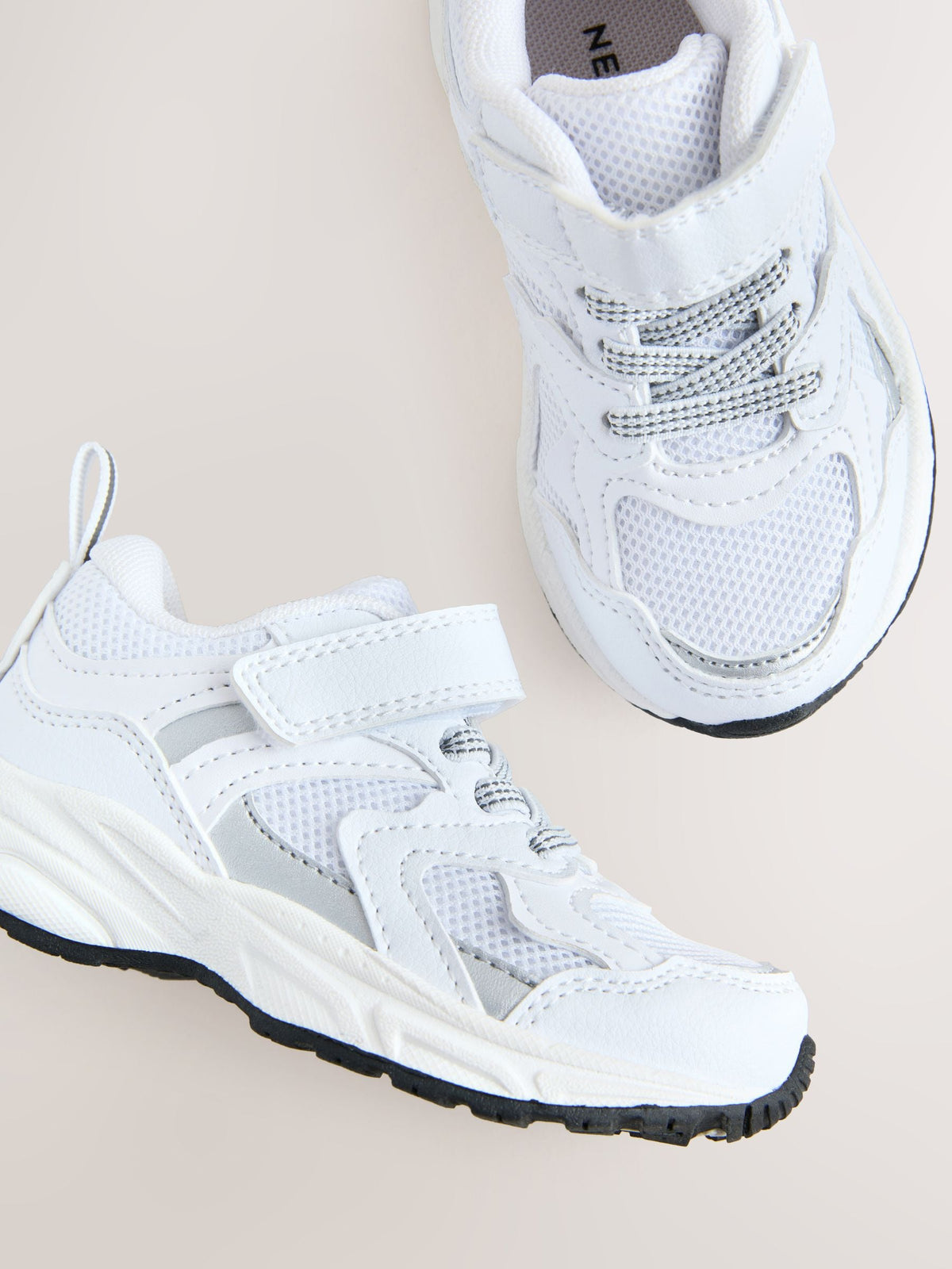 White Elastic Lace Touch Fasten Trainers