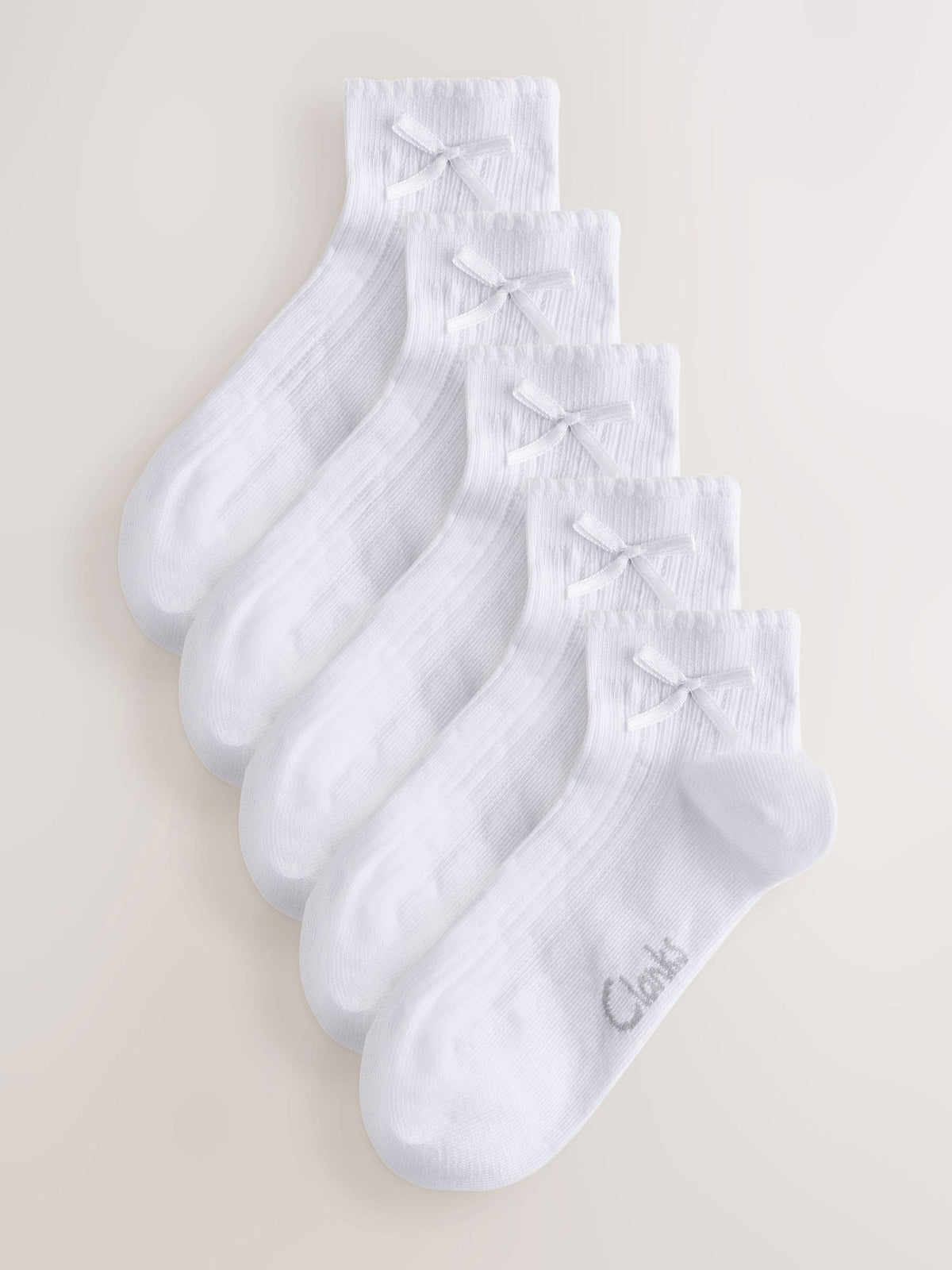 Clarks White Clarks Back To School Bow Trainer Socks 5 Pack