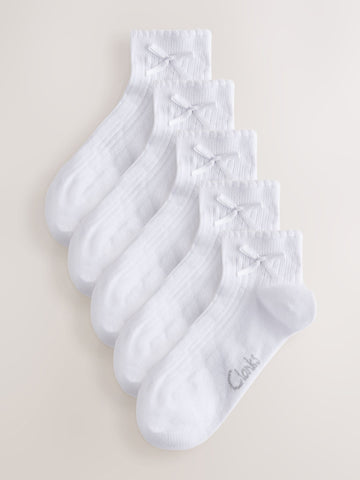 Clarks White Clarks Back To School Bow Trainer Socks 5 Pack