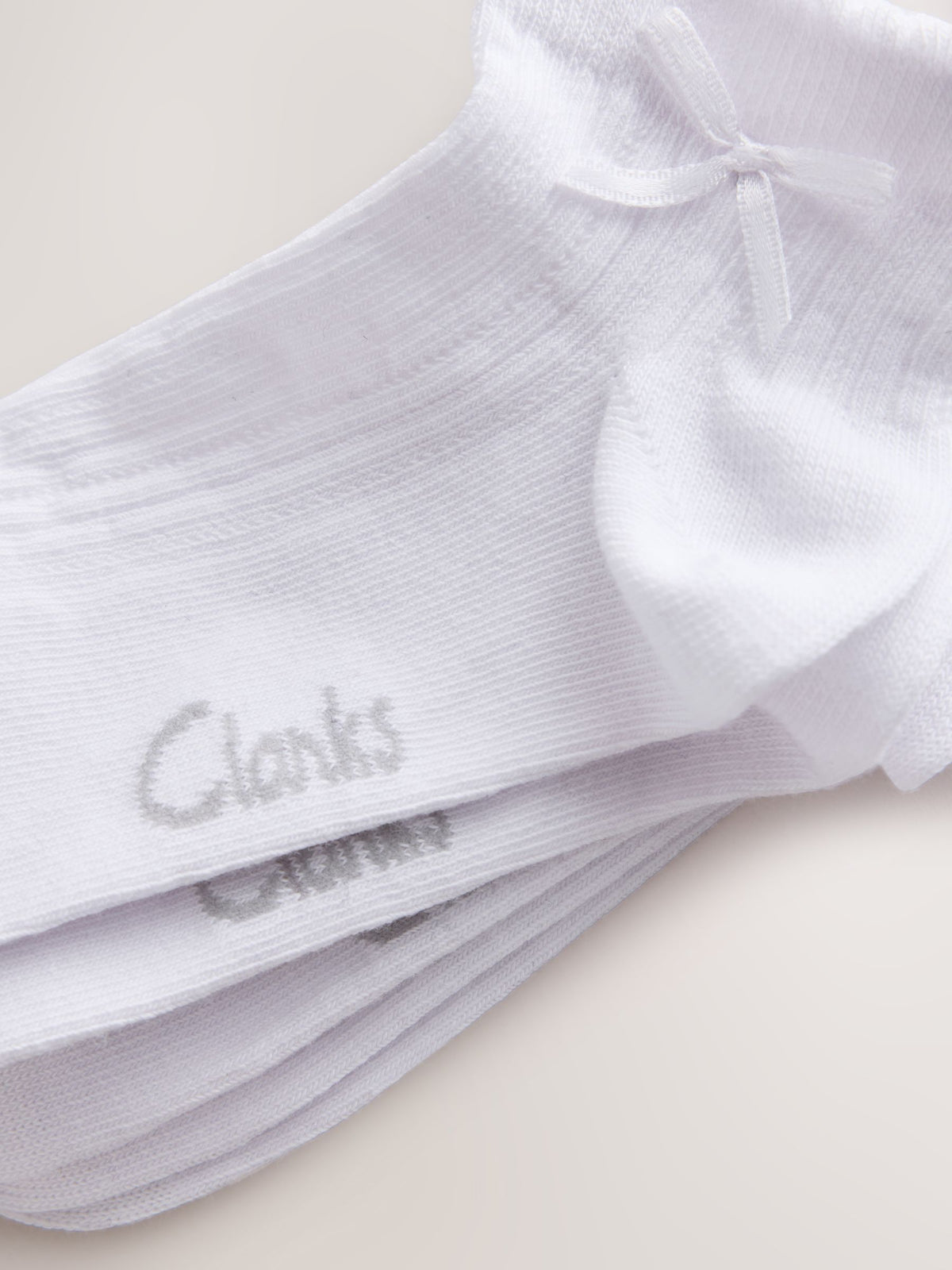 Clarks White Clarks Back To School Bow Trainer Socks 5 Pack
