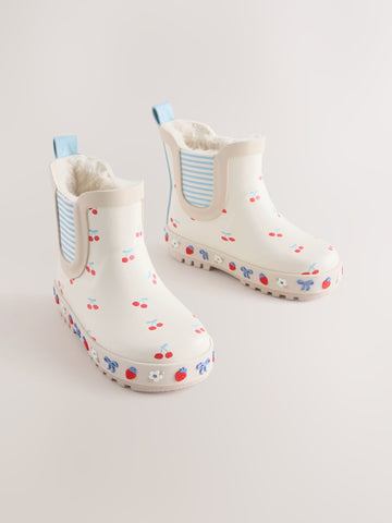 Cream/Red Cherry Chelsea Wellies