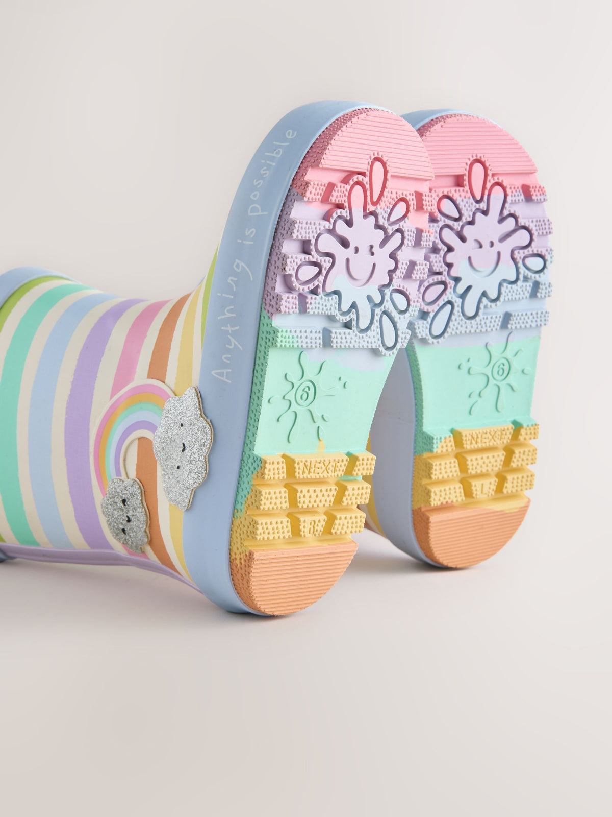 Multi Pastel Rainbow Handle Wellies