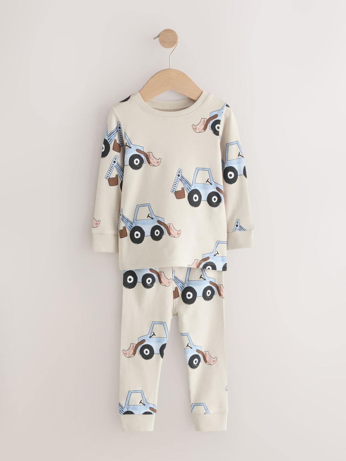 Blue/Ecru Digger Snuggle Pyjamas 3 Pack (9mths-8yrs)