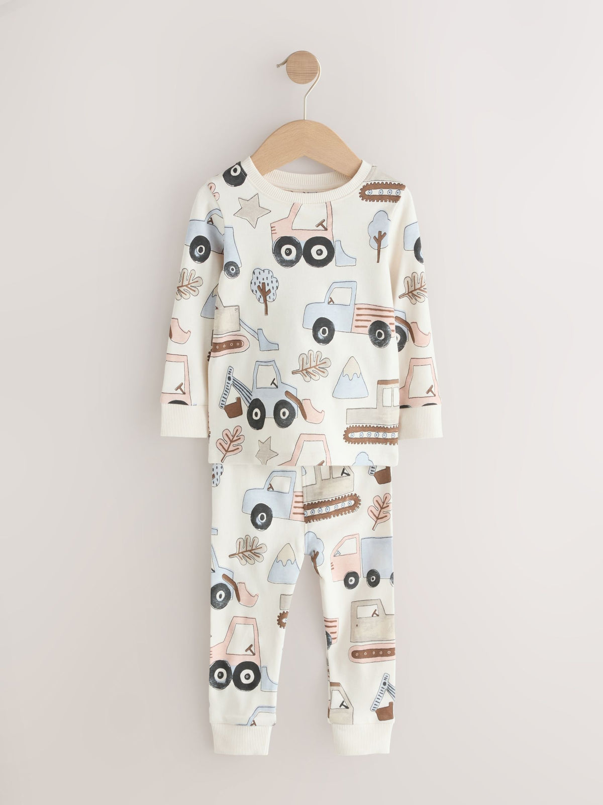 Blue/Ecru Digger Snuggle Pyjamas 3 Pack (9mths-8yrs)