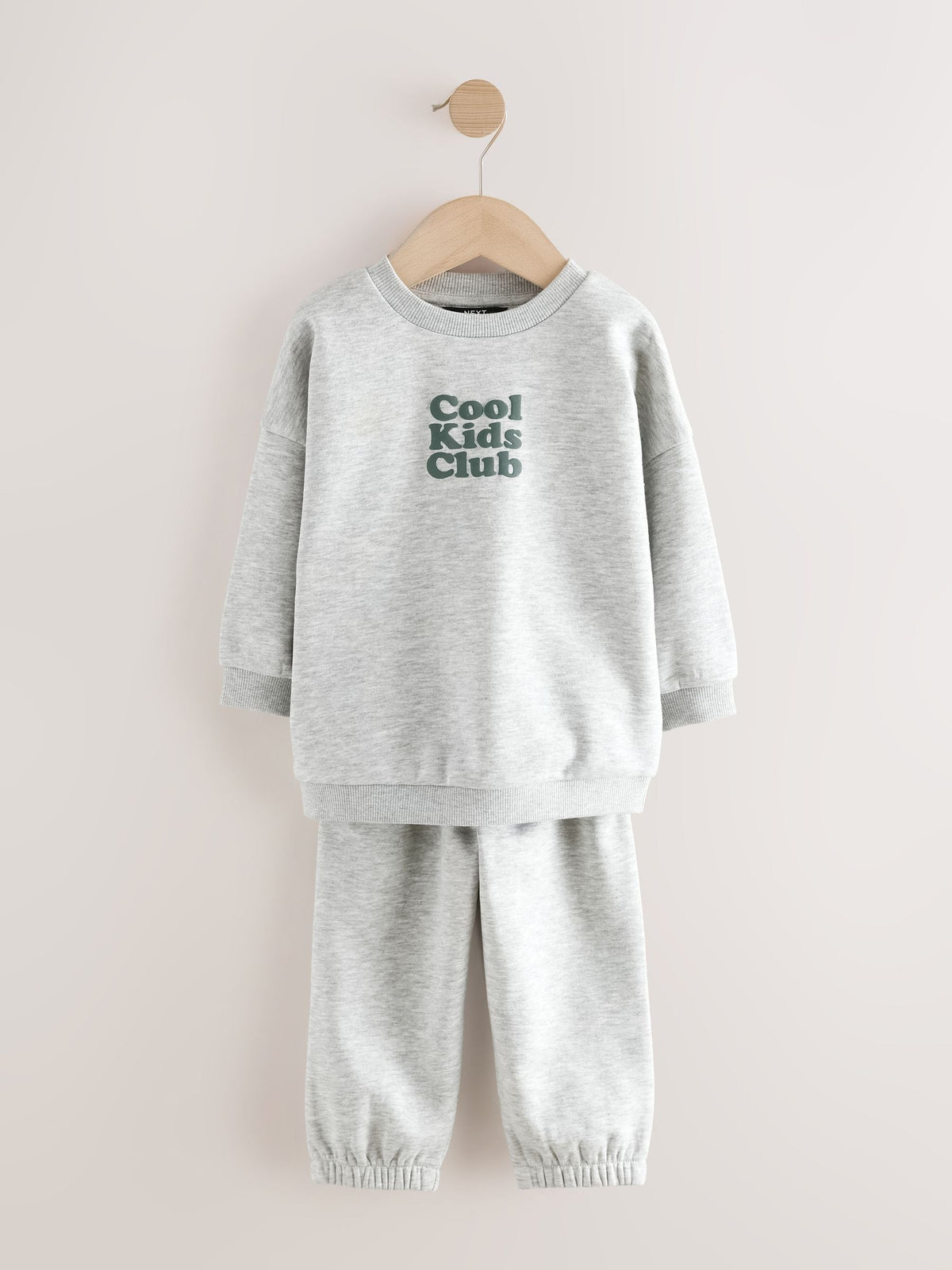 Grey Back Print Crew Neck Joggers Set (3mths-7yrs)