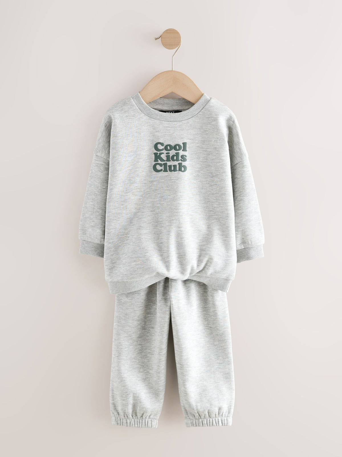 Grey Back Print Crew Neck Joggers Set (3mths-7yrs)