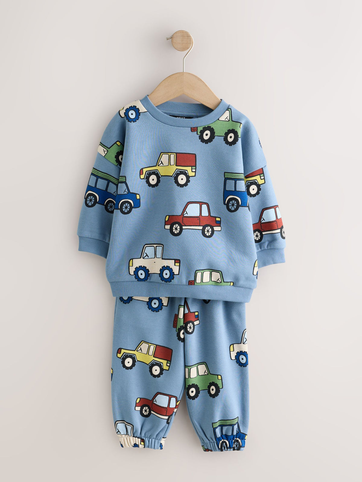 Light Blue All Over Print Crew Neck Sweat Top and Joggers Set (3mths-7yrs)