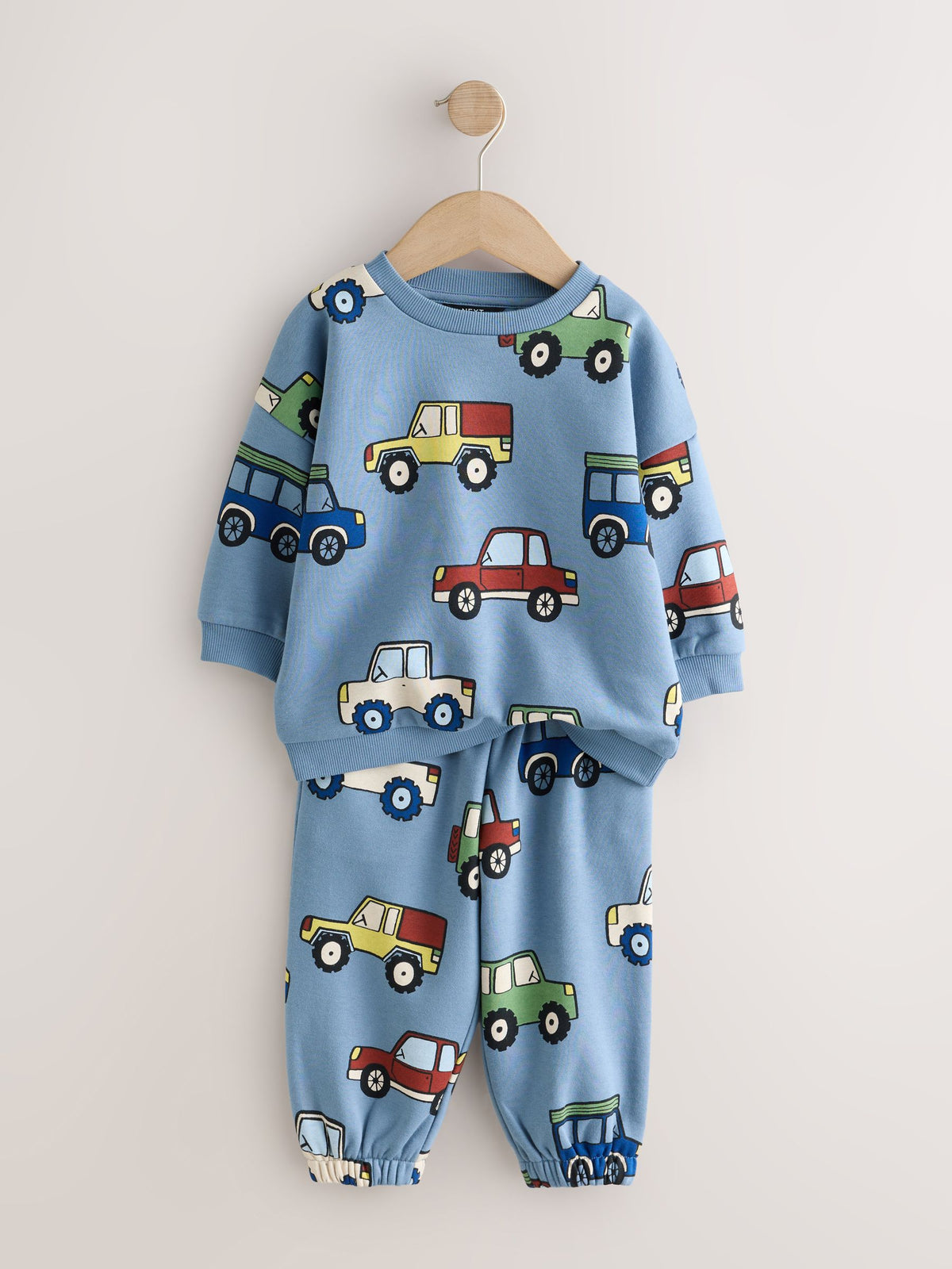 Light Blue All Over Print Crew Neck Sweat Top and Joggers Set (3mths-7yrs)