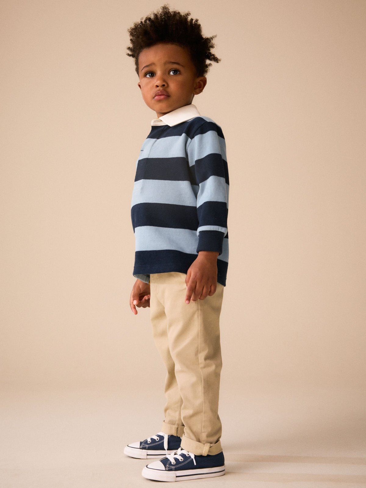 Navy/White Long Sleeve Rugby Polo Top (3mths-7yrs)